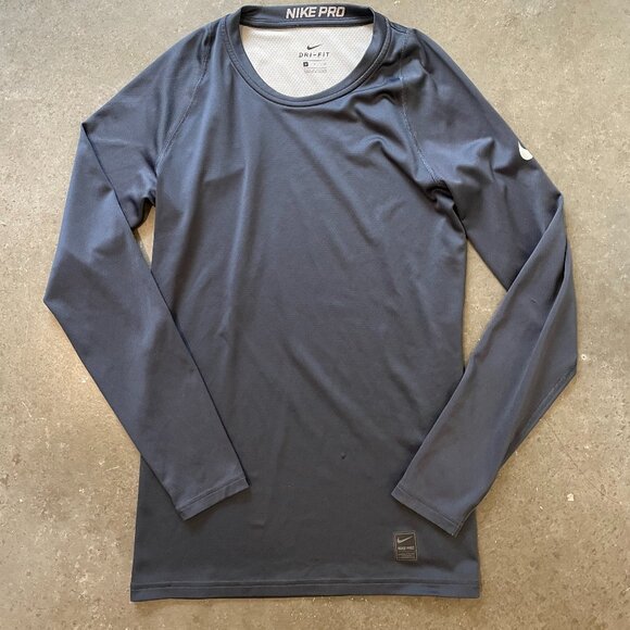 Men's Small Nike Pro Dri Fit Fitted Long Sleeve Shirt Gray - Picture 1 of 3